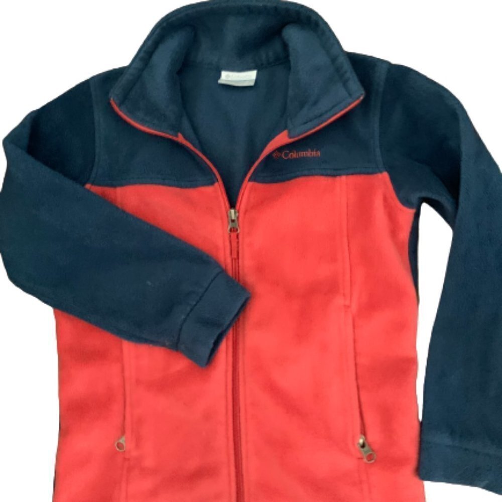 Kids COLUMBIA Full Zip Pink Blue Fleece Sweatshirt Jacket Size Small